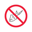 Prohibited Warning  attention restriction label caution attention. No Fish vector icon. do not use Fish flat sign design. Fish symbol pictogram