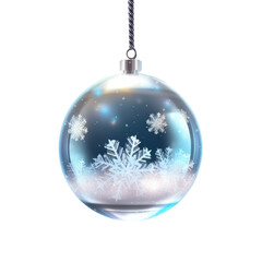 glass Christmas ball with bow on white background. Generative AI