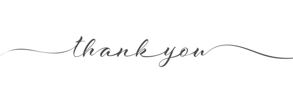 Stylized calligraphic inscription thank you in one line