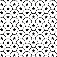 Poster - abstract monochrome geometric star repeatable pattern art.