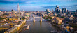 canvas print picture - London Skyline and Tower Bridge Aerial Panoramic Cityscape