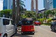 Street of Colombo, the capital of Sri Lanka, with a vehicle called tuk tuk