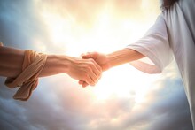 Touch Of Christ, Heavenly Divine Handshake, Symbolic Faith