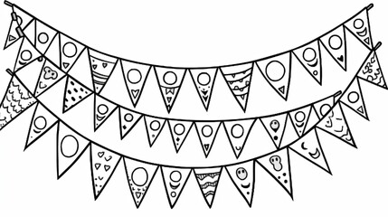 children's coloring book with a festive garland, black and white graphics with a curly pattern. the 