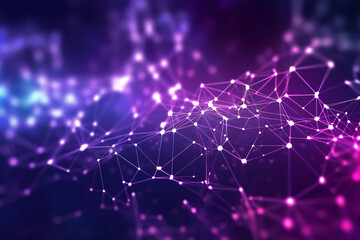 Technology abstract background with moving dots and lines network connection structure futuristic generative AI