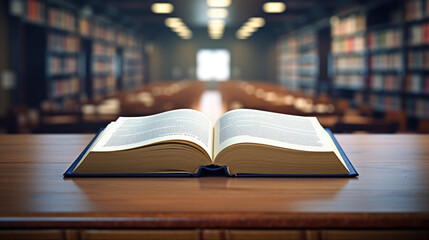 Poster - open book on library background.created with generative ai technology.