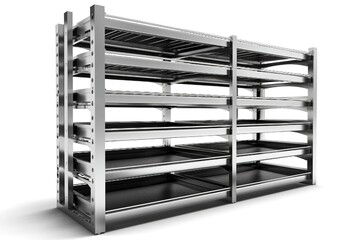 Poster - metal rack isolated on white. generated by AI.