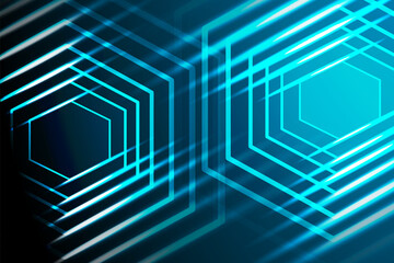 Wall Mural - abstract vector future technology. background illustration. blue light cyber, digital data. hexagon 