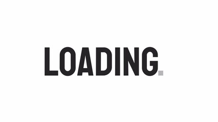 Fototapete - Uppercase black loader animation. Retro bold letters. Text message 4K video on white background. Monochromatic loading progress indicator with alpha channel transparency for UI, UX web design
