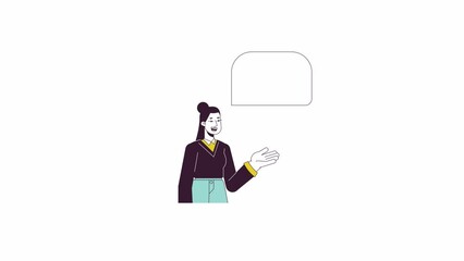 Aufkleber - girl giving explanation animation. animated cartoon confident business woman. isolated colour flat l
