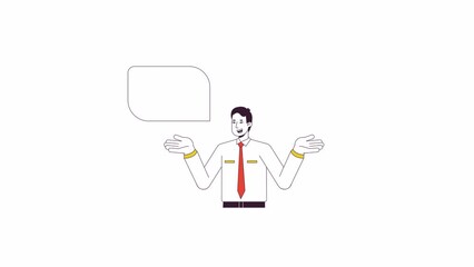 Aufkleber - salesman explaining animation. animated cartoon male speaker talking. isolated colour flat line 2d c