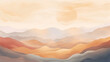 Fundo abstrato da paisagem da natureza. Papel de parede em design de estilo minimalista com colinas de montanha, pôr do sol, nascer do sol, aquarela, linhas de ouro. Para impressões, interiores, arte 