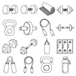Workout Related Doodle vector icon set. Drawing sketch illustration hand drawn line eps10