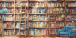 © giorgi - Classic bookshelf anime style watercolor background
