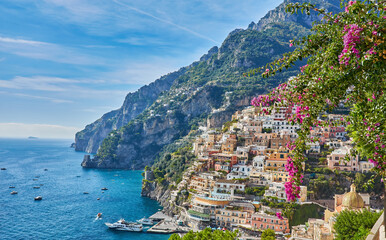 Canvas Print - Beautiful view of Positano city in Amalfi Coast