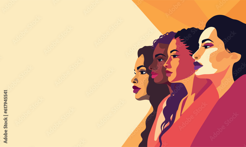 Vector flat horizontal banner for International Women's Day, women of ...