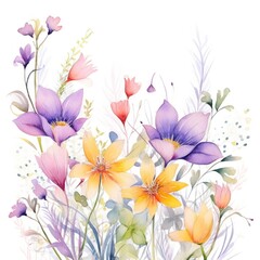 Poster - Watercolor floral background. Illustration AI Generative.