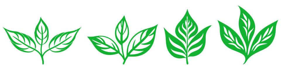 Wall Mural - Leaf icons set ecology nature element, green leafs, environment and nature eco sign.