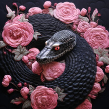 Black Snake In A Bed Of Roses