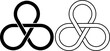 outline silhouette Trefoil knot symbol set