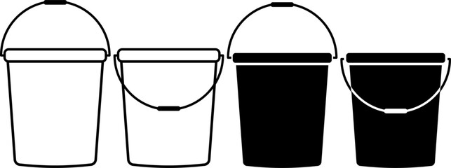 Wall Mural - outline silhouette bucket icon set