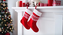 Christmas Red Socks Hanging