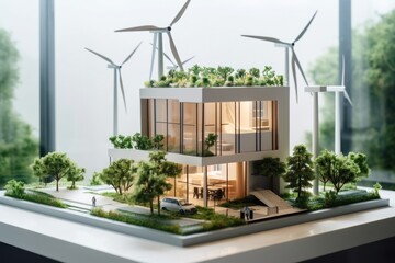 Model of house for living using natural energy concept. Generative ai