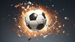 Soccer ball on blurred stadium background, 3d illustration.