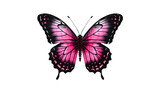 Fototapeta Motyle - top view of black pink butterfly , isolated on transparent background cutout , generative ai