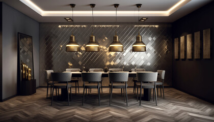 Wall Mural - Modern luxury loft apartment with elegant interior design and comfortable lighting generated by AI