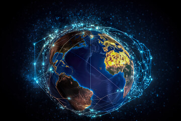 Poster - Global network connection over the world. Generative AI