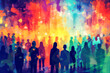 Colorful illustration of anonymous group of people
