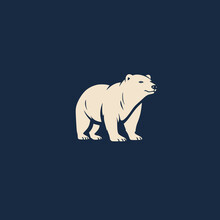 Simple Polar Bear Wild Animal Blue Background Logo Vector Illustration Template Design