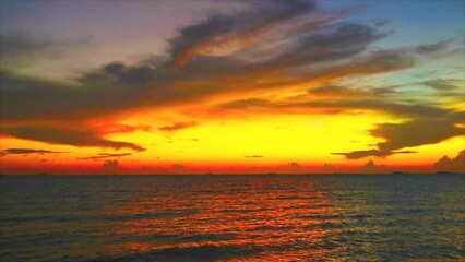 Wall Mural - sunset on the sea and colorful cloud on the evening sky