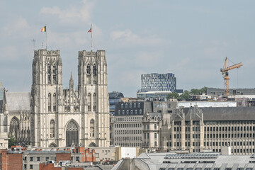 Canvas Print - Belgique Bruxelles panorama toit Cathedrale Saint Michel Gudule religion