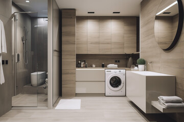 Wall Mural - Modern bathroom with washing machine