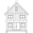 © Vladimir Kazakov - Outline three-story wooden house isolated on white background. Clipart.