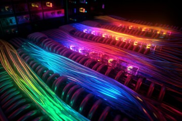Poster - Server colorful cables. Generate ai