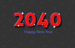 Happy New Year 2040 Numbers Written In a Red Bold Font On Floral Background.