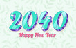 2040 New Year Year with Floral Background. Holiday Design, Trendy Style, Calendar