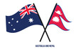 © Stock Ninja Studio - Australia and Nepal Flags Crossed And Waving Flat Style. Official Proportion. Correct Colors.