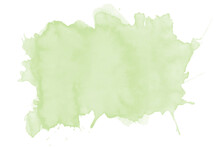 Watercolor Green Background. Watercolor Background With Clouds.