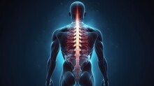 3d Illustration Of The Human Spine. Backache. Back Bone. Medical Concept. Generative Ai