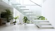 Beautiful architecture glass stairs interior with sustainable elements - Generative Ai - Ai Generate