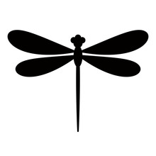 Dragonfly Silhouette Icon Flat Vector Illustration Logo Clipart