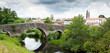 Old roman bridge over river, Spain. Galicia