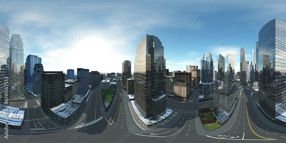 Cityscape. panorama 360. Environment map. HDRI map. Equirectangular ...