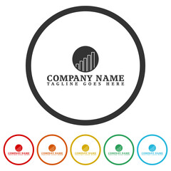 Canvas Print - Financial logo design template. Set icons in color circle buttons