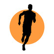 man runner running sprinter sprinting in silhouette style