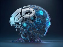 A Robotic Brain, Powered By AI, Crunching Data To Predict Future Changes And Trends.
